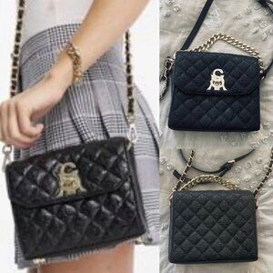 Steve Madden Black Bjavier Logo Embossed Bag Viral Purse Silver Hardware